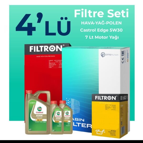 Filtron BMW 7.50 Dizel xDrive Filtre Bakım Seti Castrol Motor Yağlı (2012-2015) 4 Lü