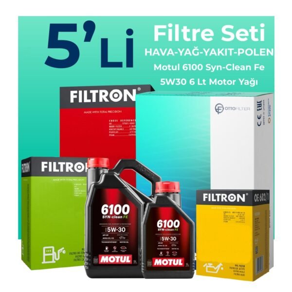 Filtron Ford Connect 1.8 Dizel Filtre Bakım Seti Motul Motor Yağlı (2002-2013) 5 Li