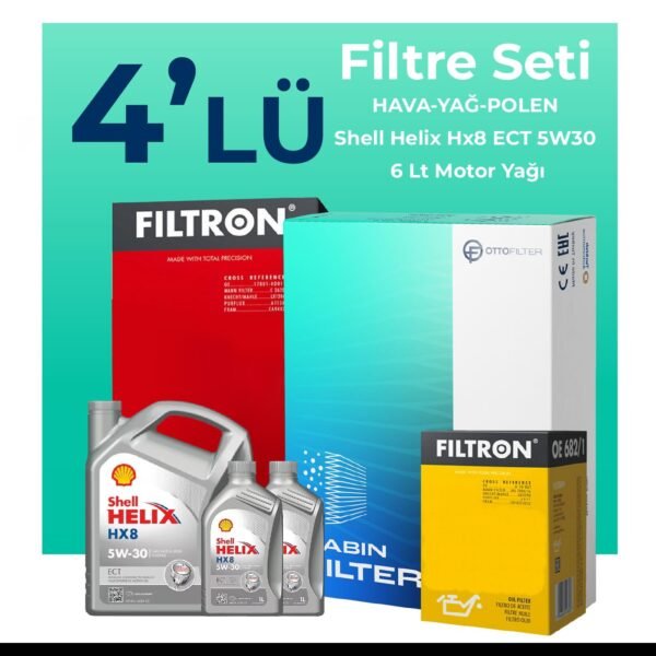 Filtron Ford Connect 1.8 Dizel Filtre Bakım Seti Shell Motor Yağlı (2002-2013) 4 Lü