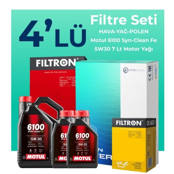 Filtron Ford Tourneo Custom 2.2 Dizel Filtre Bakım Seti Motul Motor Yağlı (2012-2019) 4 Lü
