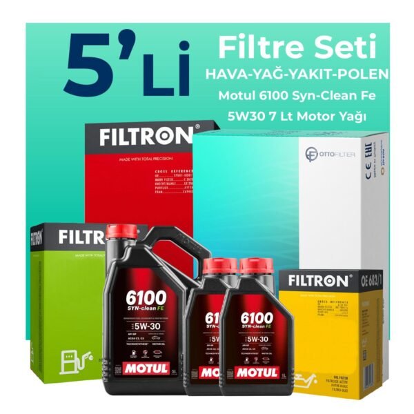 Filtron Ford Tourneo Custom 2.2 Dizel Filtre Bakım Seti Motul Motor Yağlı (2012-2019) 5 Li