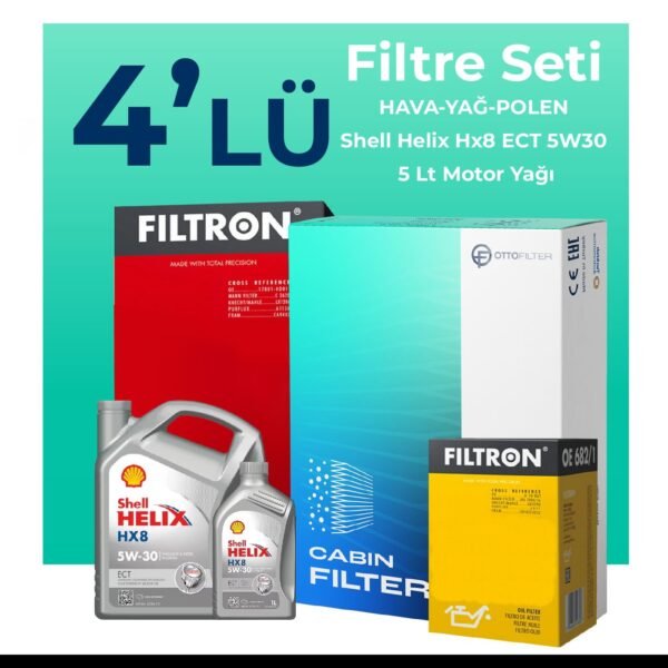 Filtron Honda Accord 2.0 Benzin Filtre Bakım Seti Shell Motor Yağlı (2002-2007) 4 Lü