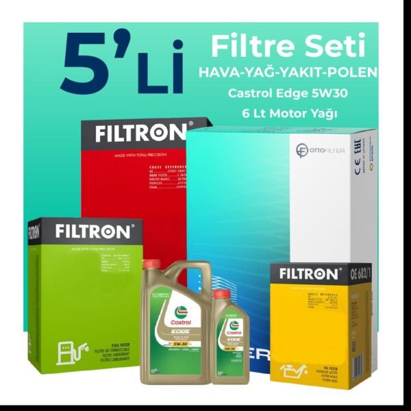 Filtron Honda CR-V 2.2 Dizel Filtre Bakım Seti Castrol Motor Yağlı (2006-2011) 5 Li