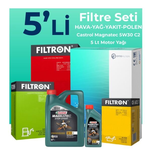 Filtron Kia Cerato 1.5 Dizel Filtre Bakım Seti Castrol Motor Yağlı (2004-2006) 5 Li