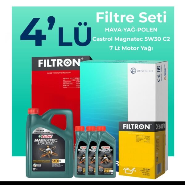 Filtron Kia Sorento 2.2 Dizel Filtre Bakım Seti Castrol Motor Yağlı (2010-2012) 4 Lü