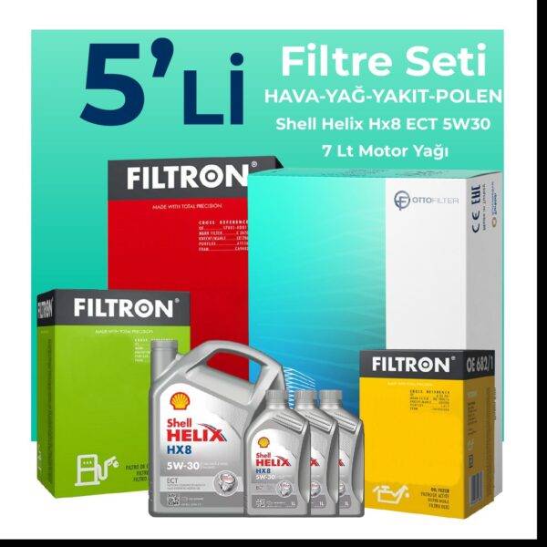 Filtron Nissan Navara 2.3 Dizel Filtre Bakım Seti Shell Motor Yağlı (2015-2021) 5 Li