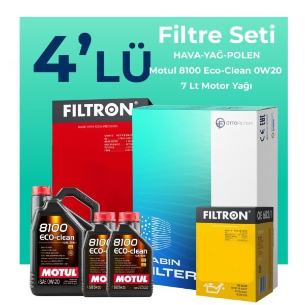 Filtron Range Rover Vogue 2.0 Benzin Filtre Bakım Seti Motul Motor Yağlı (2018-2021) 4 Lü