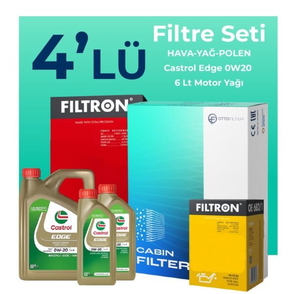 Filtron Volvo XC60 2.0 Dizel D4 Filtre Bakım Seti Castrol Motor Yağlı (2017-2019) 4 Lü