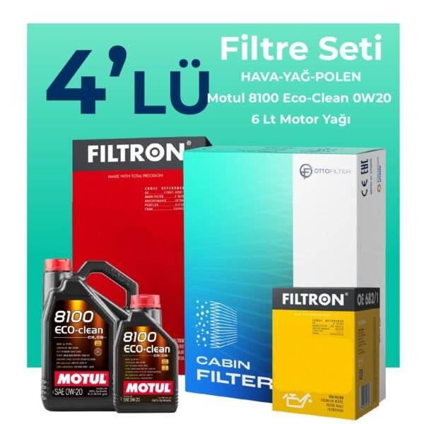 Filtron Volvo XC90 2.0 Dizel B5 Filtre Bakım Seti Motul Motor Yağlı (2019-2024) 4 Lü