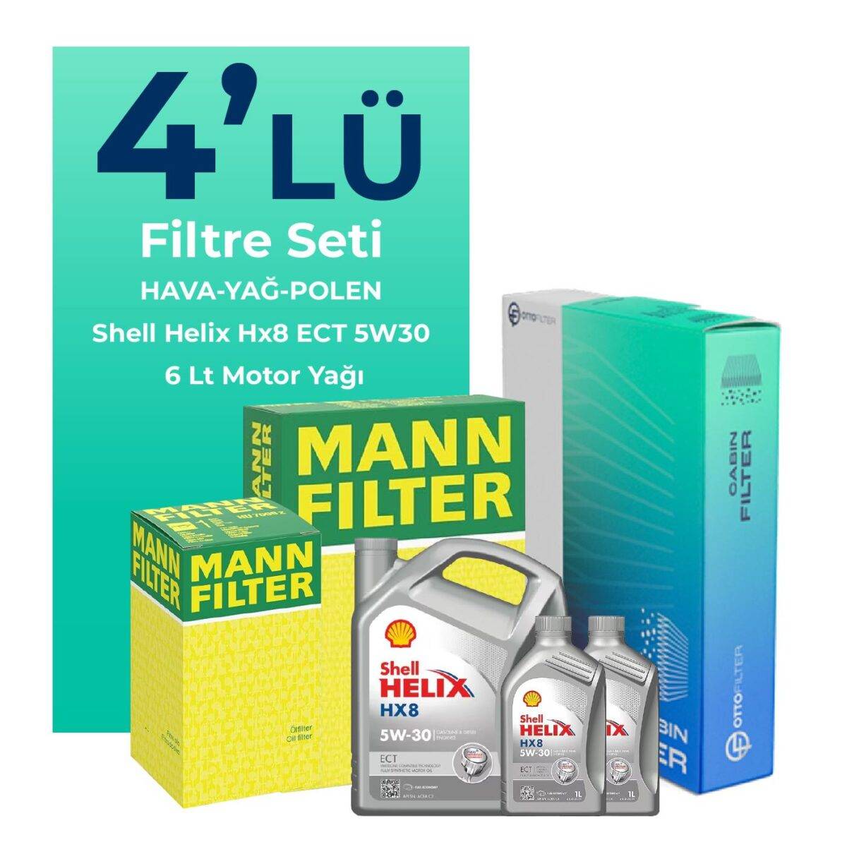 MANN BMW Z4 2.0i sDrive 184 HP Filtre Bakım Seti Shell Motor Yağlı (2011-2016) 4 Lü - Görsel 1