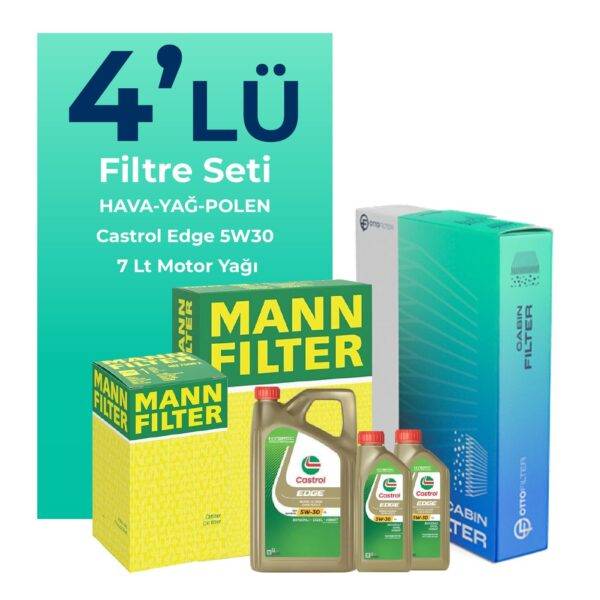 MANN BMW Z4 3.0i sDrive 258 HP Filtre Bakım Seti Castrol Motor Yağlı (2009-2012) 4 Lü