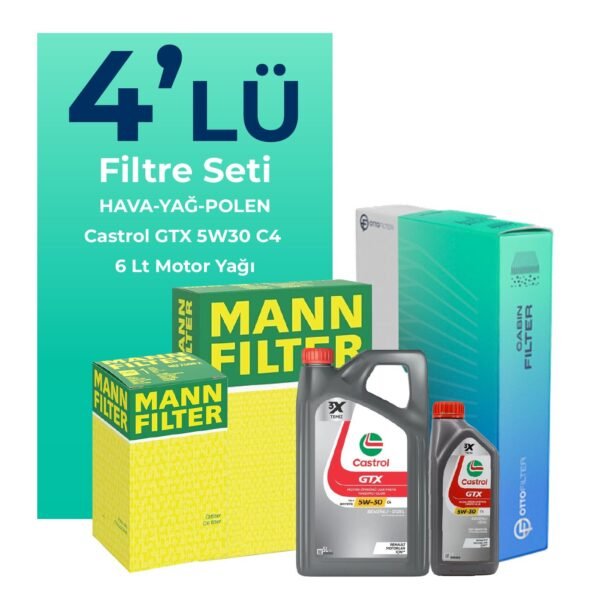 MANN Dacia Sandero 1.5 BlueDci Dizel Filtre Bakım Seti Castrol Motor Yağlı (2018-2021) 4 Lü
