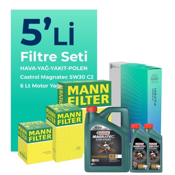 MANN Fiat Ducato 2.2 Dizel Filtre Bakım Seti Castrol Motor Yağlı (2006-2012) 5 Li