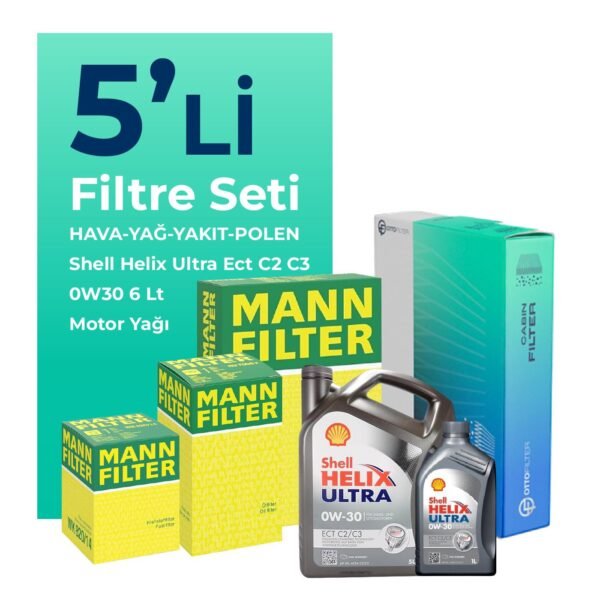 MANN Ford Connect 1.5 Dizel Filtre Bakım Seti Shell Motor Yağlı (2013-2019) 5 Li