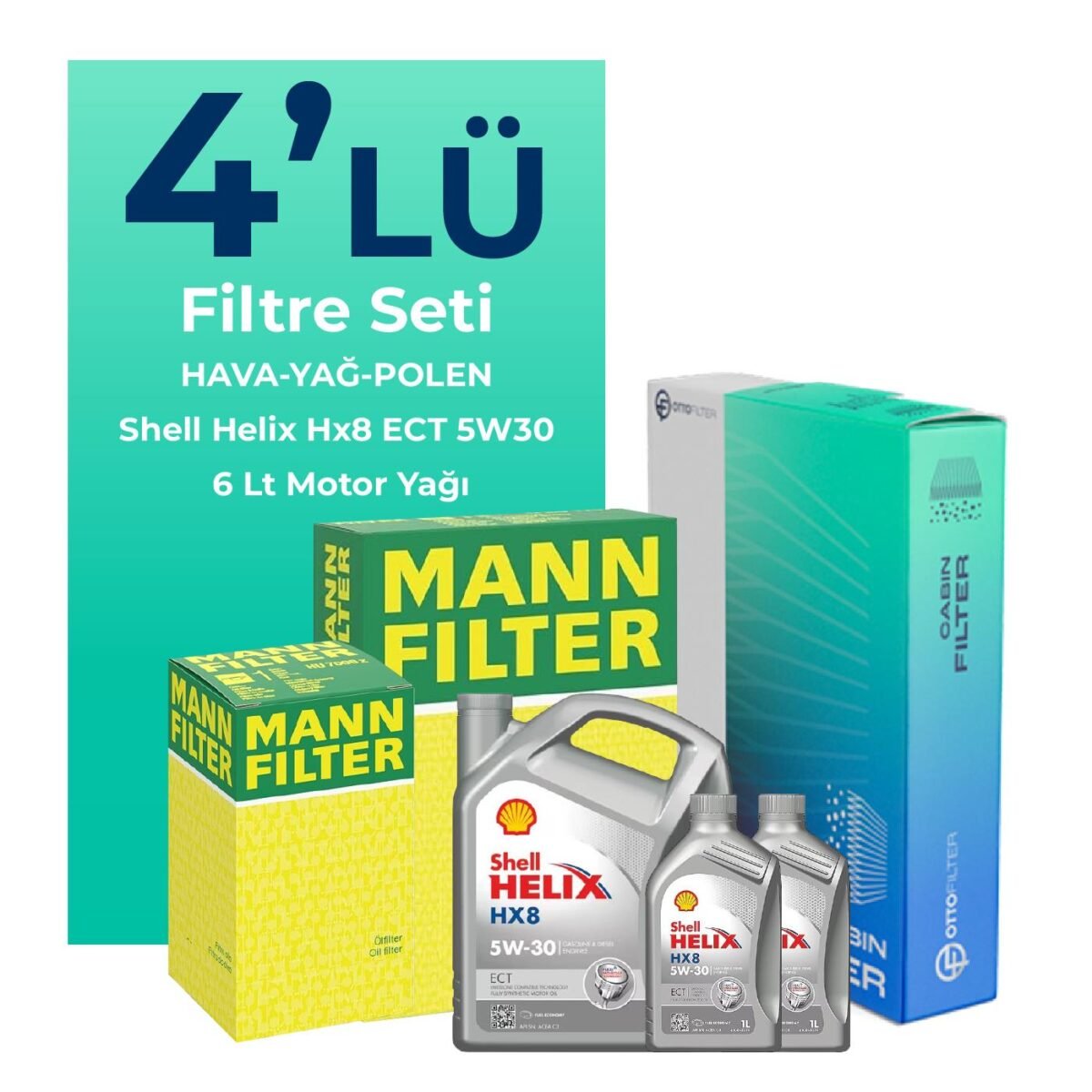 MANN Ford Connect 1.8 Dizel Filtre Bakım Seti Shell Motor Yağlı (2002-2013) 4 Lü - Görsel 1