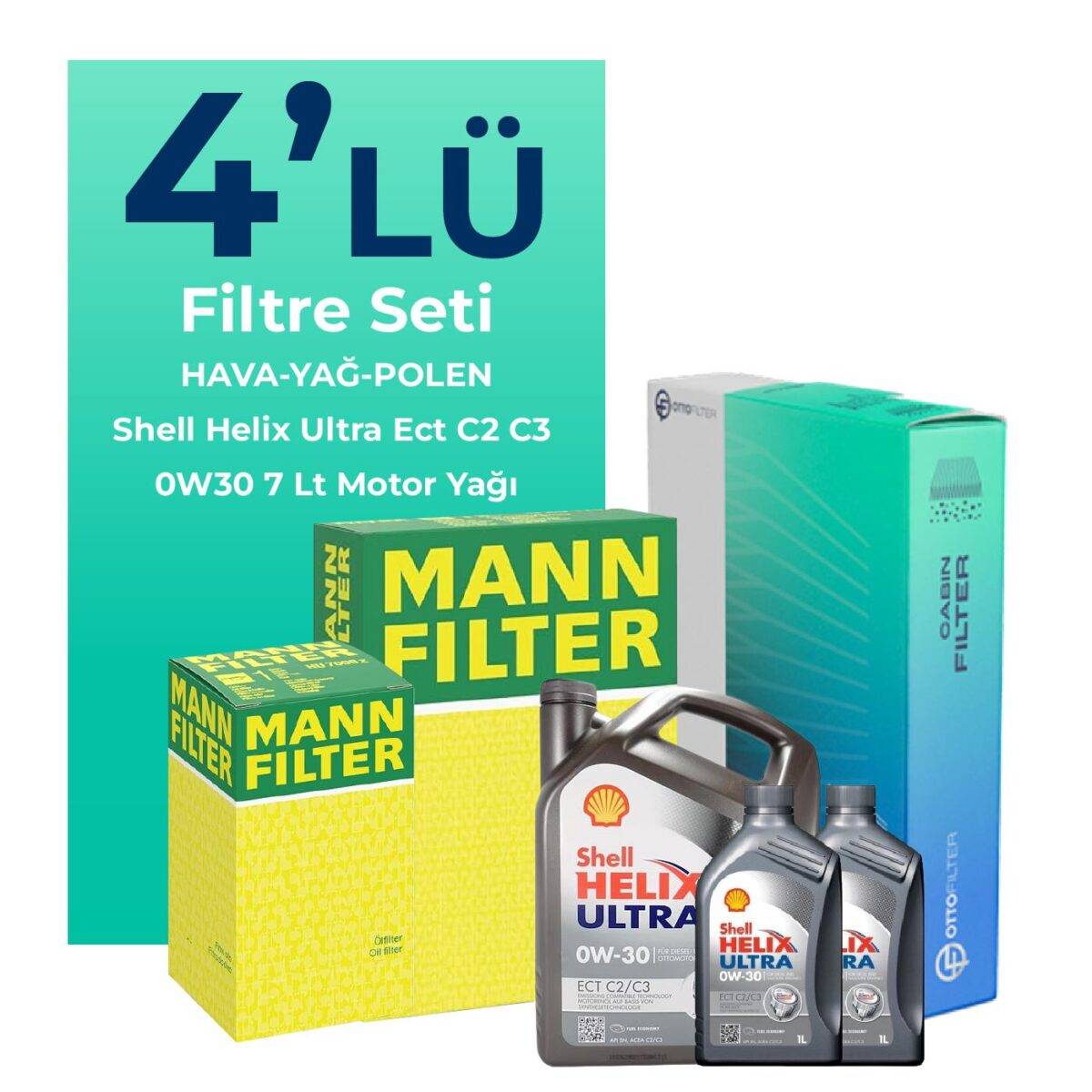 Mann Hyundai Staria 2.2 Dizel Filtre Bakım Seti Shell Motor Yağlı (2021-2024) 4 Lü - Görsel 1