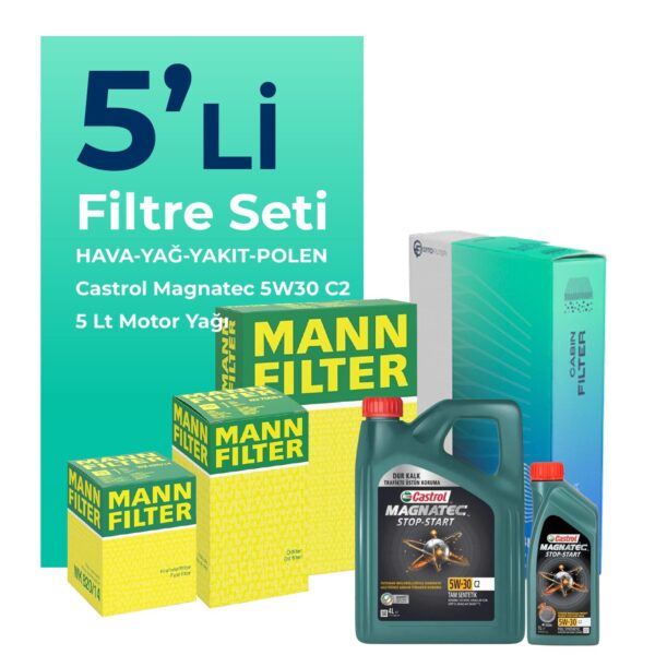 MANN Kia Cerato 1.6 Dizel Filtre Bakım Seti Castrol Motor Yağlı (2016-2019) 5 Li