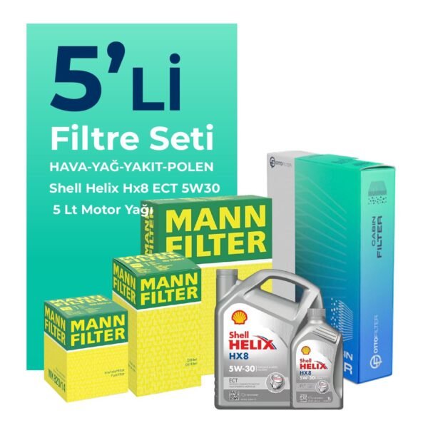 MANN Kia Cerato 1.6 Dizel Filtre Bakım Seti Shell Motor Yağlı (2006-2009) 5 Li