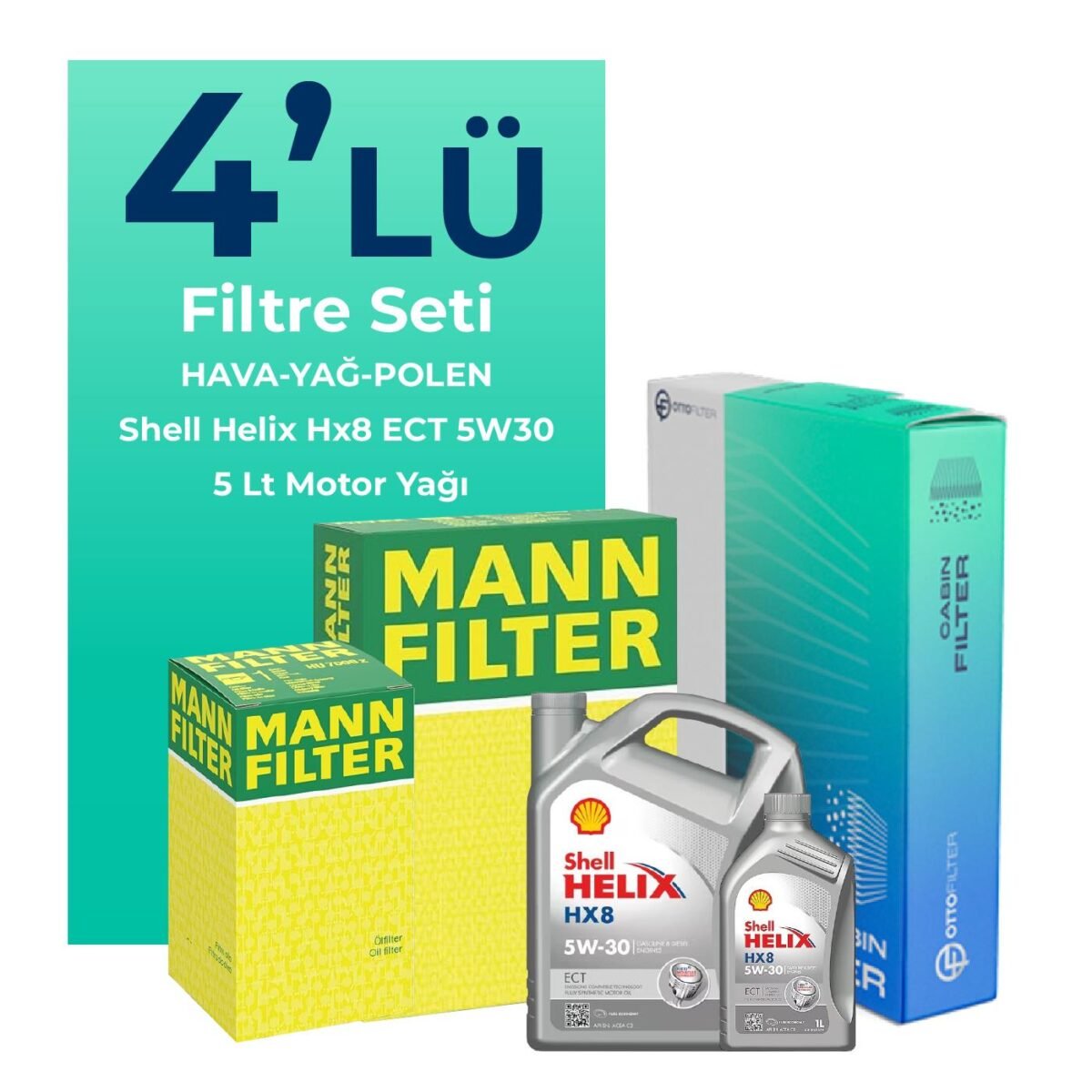 MANN Renault Latitude 1.5 Dizel Filtre Bakım Seti Shell Motor Yağlı (2010-2015) 4 Lü - Görsel 1