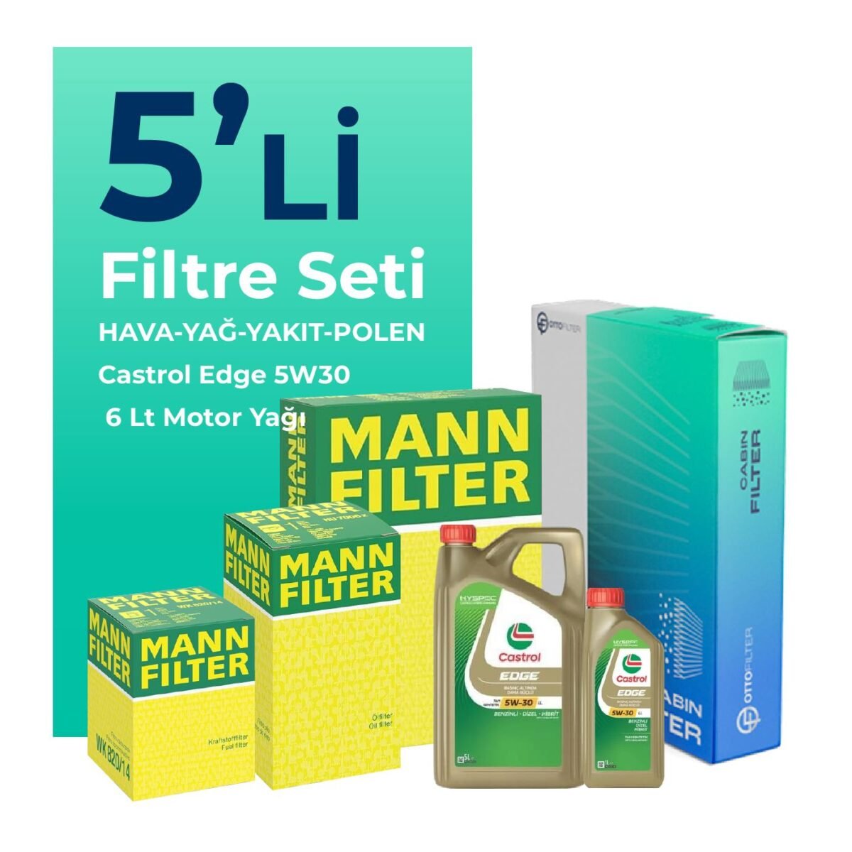 MANN Subaru Forester 2.0 Dizel Filtre Bakım Seti Castrol Motor Yağlı (2013-2018) 5 Li - Görsel 2