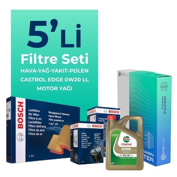 Bosch Fiat Egea 1.3 Dizel Filtre Bakım Seti Castrol Motor Yağlı (2019-2023) 5 Li