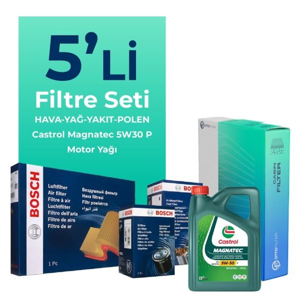 BOSCH Toyota Proace 1.5 Dizel Filtre Bakım Seti Castrol Motor Yağlı (2018-2025) 5 Li
