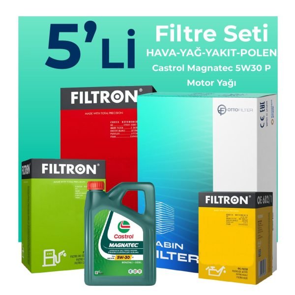 Filtron Toyota Proace 1.5 Dizel Filtre Bakım Seti Castrol Motor Yağlı (2018-2025) 5 Li