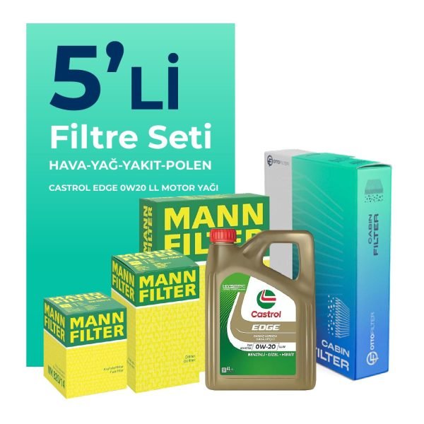 MANN Fiat Egea 1.3 Dizel Filtre Bakım Seti Castrol Motor Yağlı (2019-2023) 5 Li