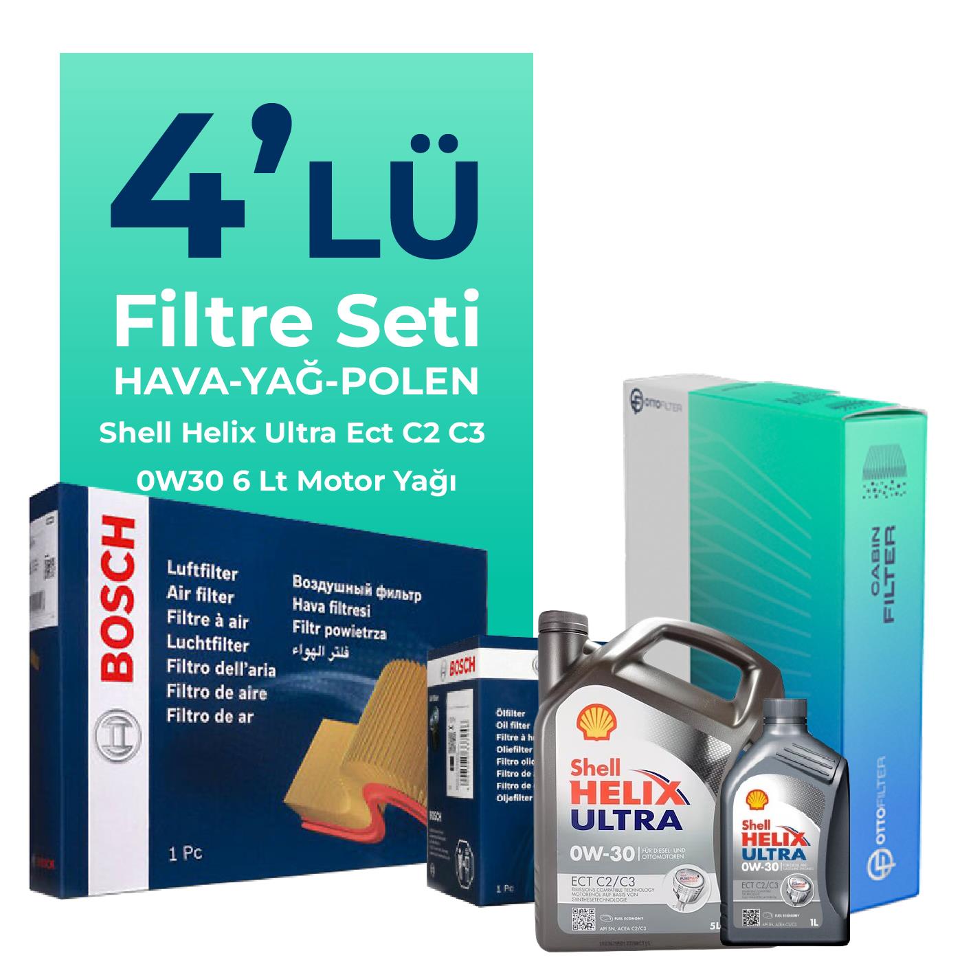 BOSCH Audi A6 40 TDi Filtre Bakım Seti Shell Motor Yağlı (2019-2024) 4 Lü