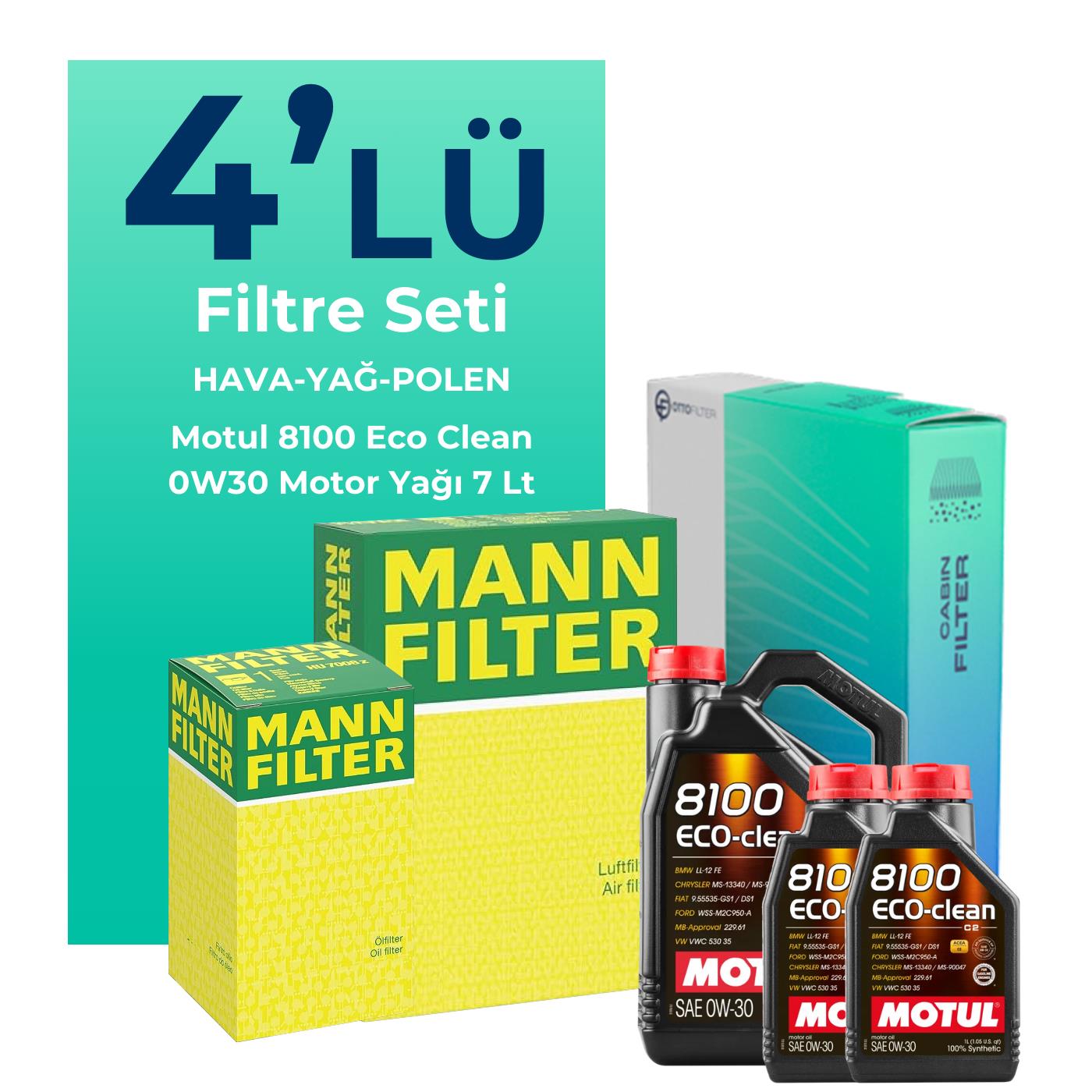 Mann Ford Ranger 2.0 EcoBlue Filtre Bakım Seti Motul Motor Yağlı (2019-2022) 4 Lü