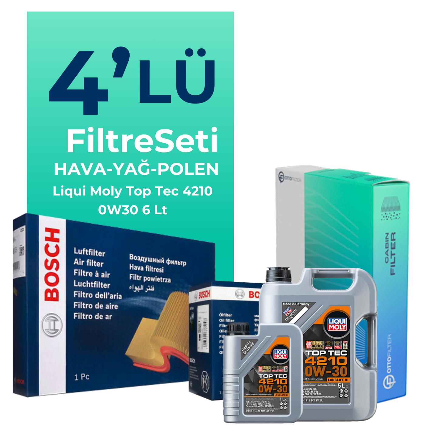 Bosch Audi Q7 50 Dizel Filtre Bakım Seti Liqui Moly Motor Yağlı (2019-2024) 4 Lü