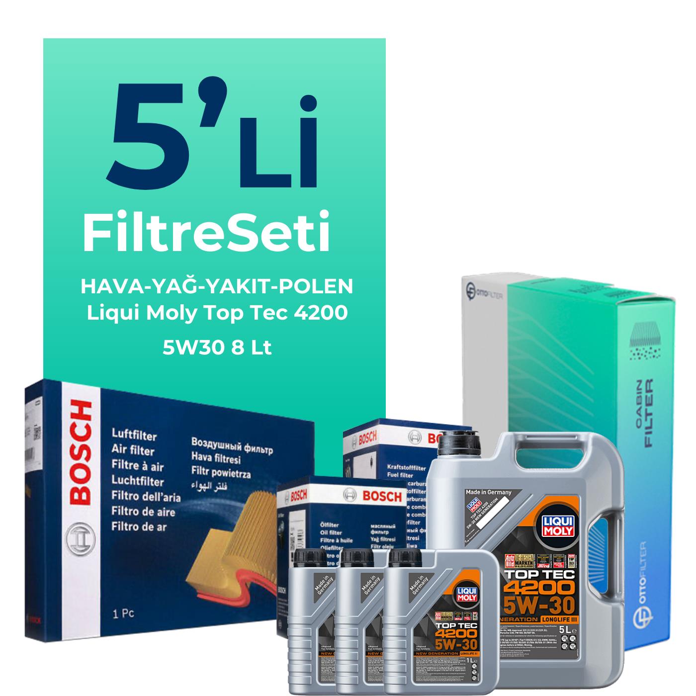 Bosch BMW X6 35 Dizel Filtre Bakım Seti Liqui Moly Motor Yağlı (2008-2011) 5 Li