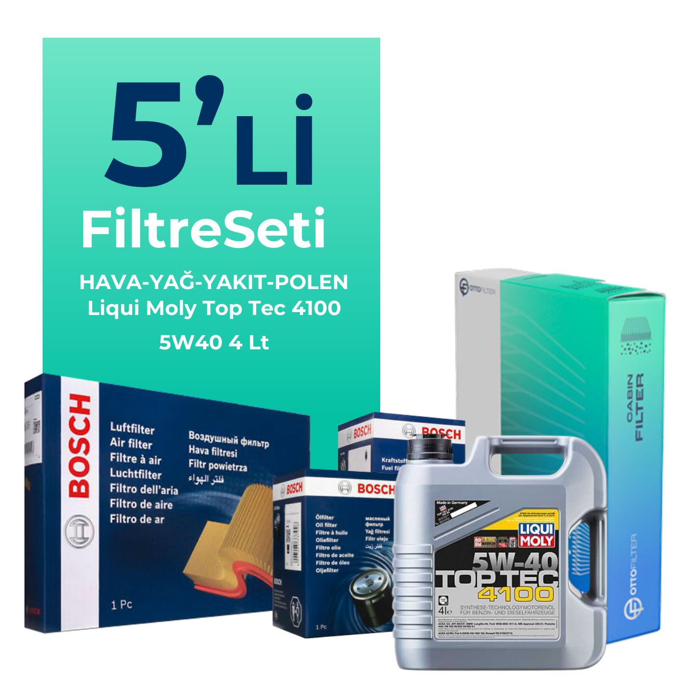 BOSCH Fiat Idea 1.3 Dizel Filtre Bakım Seti Liqui Moly Motor Yağlı (2004-2010) 5 Li