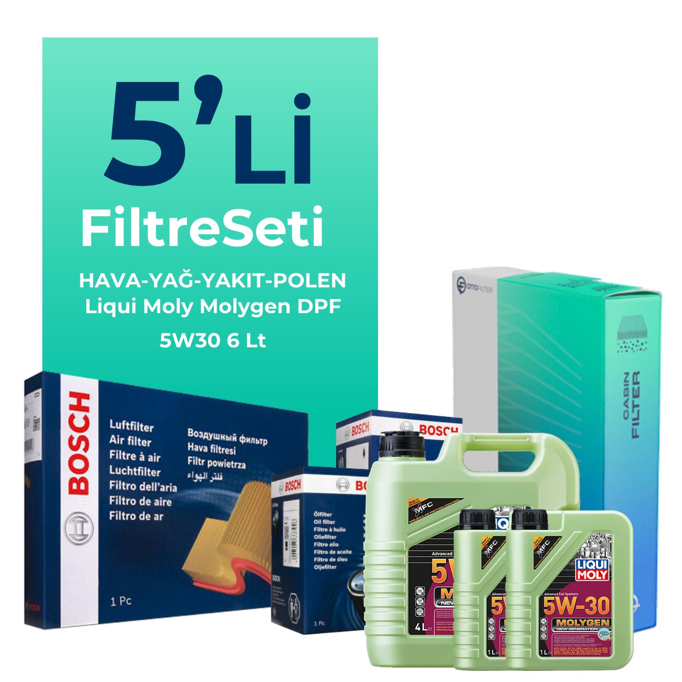 BOSCH Ford Connect 1.8 Dizel Filtre Bakım Seti Liqui Moly Motor Yağlı (2002-2013) 5 Li