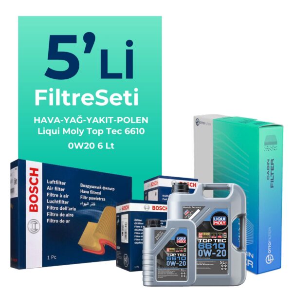 BOSCH Ford Focus 1.5 Dizel Manuel Filtre Bakım Seti Liqui Moly Motor Yağlı (2018-2024) 5 Li
