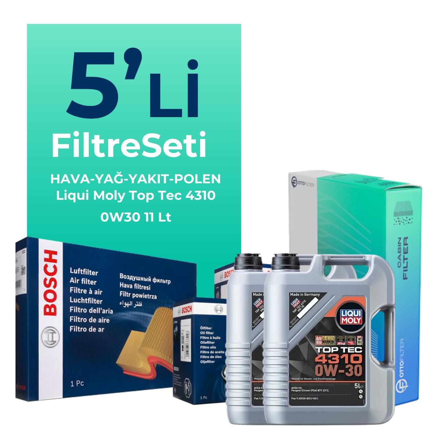 BOSCH Ford Transit V363 2.0 Dizel Filtre Bakım Seti Liqui Moly Motor Yağlı (2014-2024) 5 Li