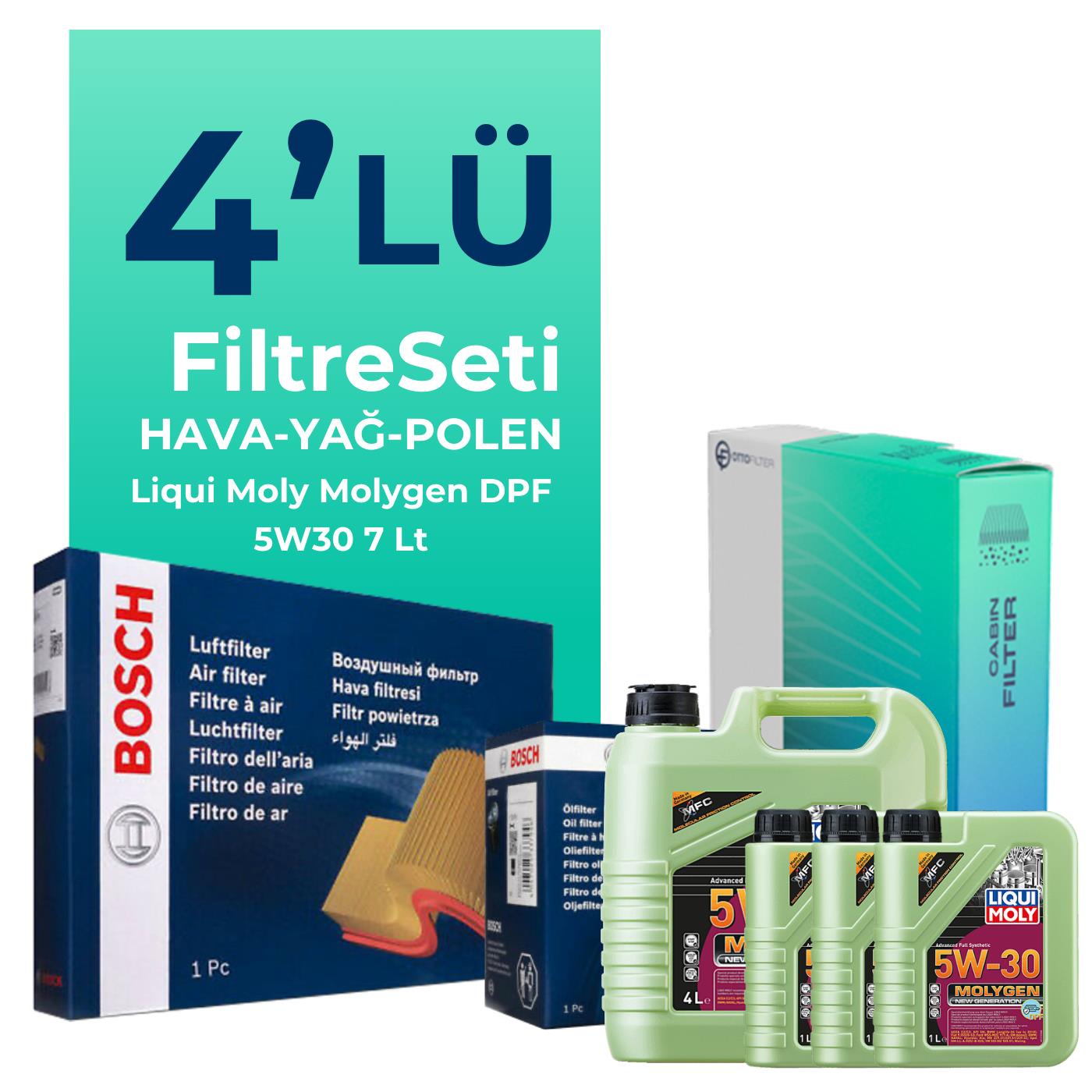 Bosch Jaguar XF 2.7 Dizel Filtre Bakım Seti Liqui Moly Motor Yağlı (2007-2015) 4 Lü