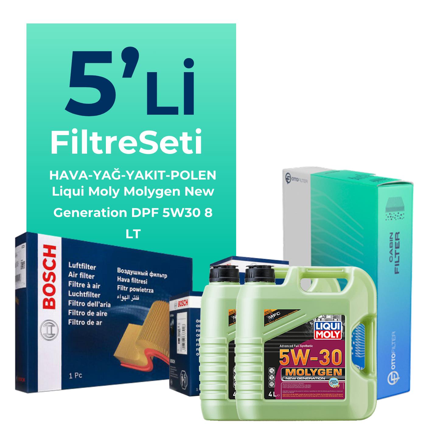 BOSCH Kia Sorento 2.5 Dizel Filtre Bakım Seti Liqui Moly Motor Yağlı (2006-2011) 5 Li