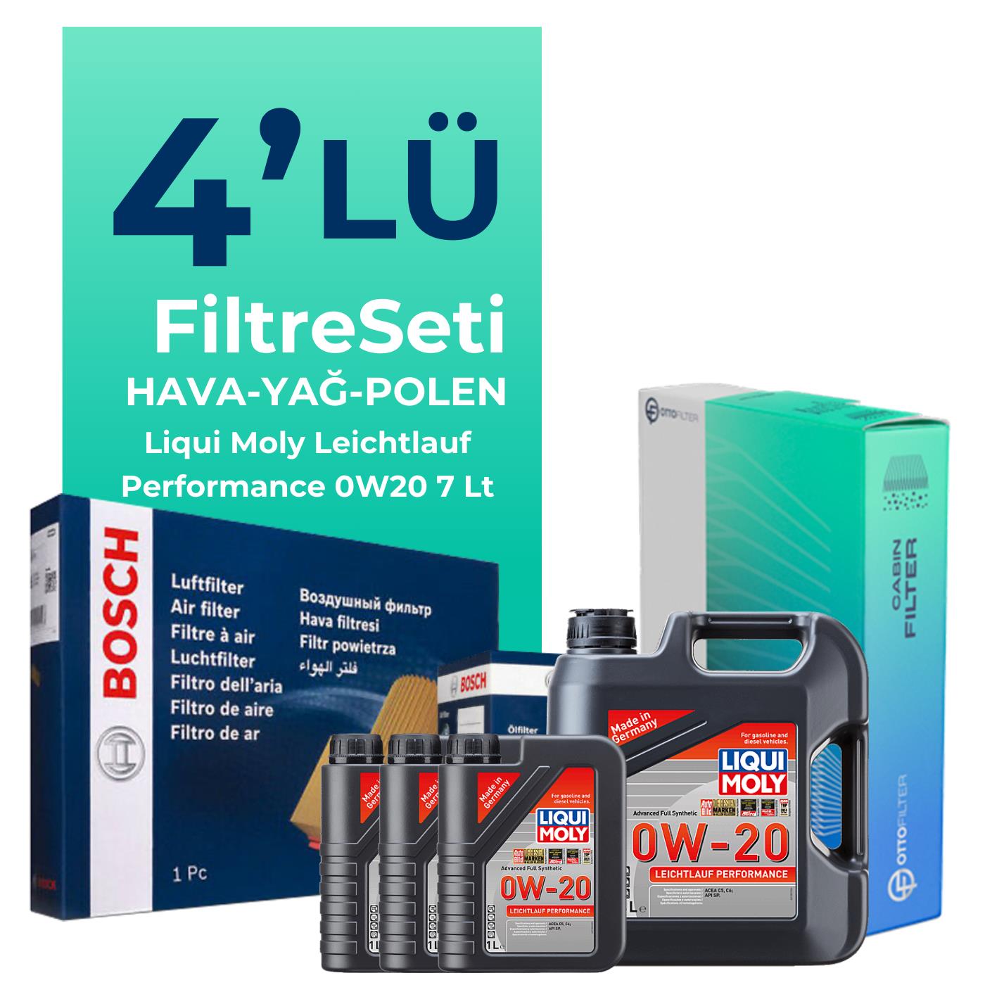 BOSCH Land Rover Discovery 2.0 Benzinli Filtre Bakım Seti Liqui Moly Motor Yağlı (2017-2022) 4 Lü