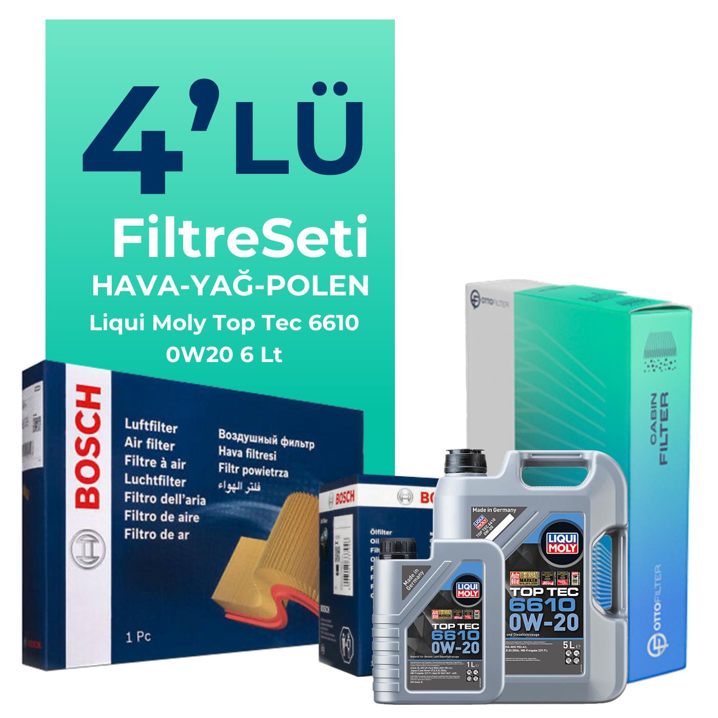 BOSCH Mercedes C200 1.5 Hybrid Filtre Bakım Seti Liqui Moly Motor Yağlı (2021-2024) 4 Lü