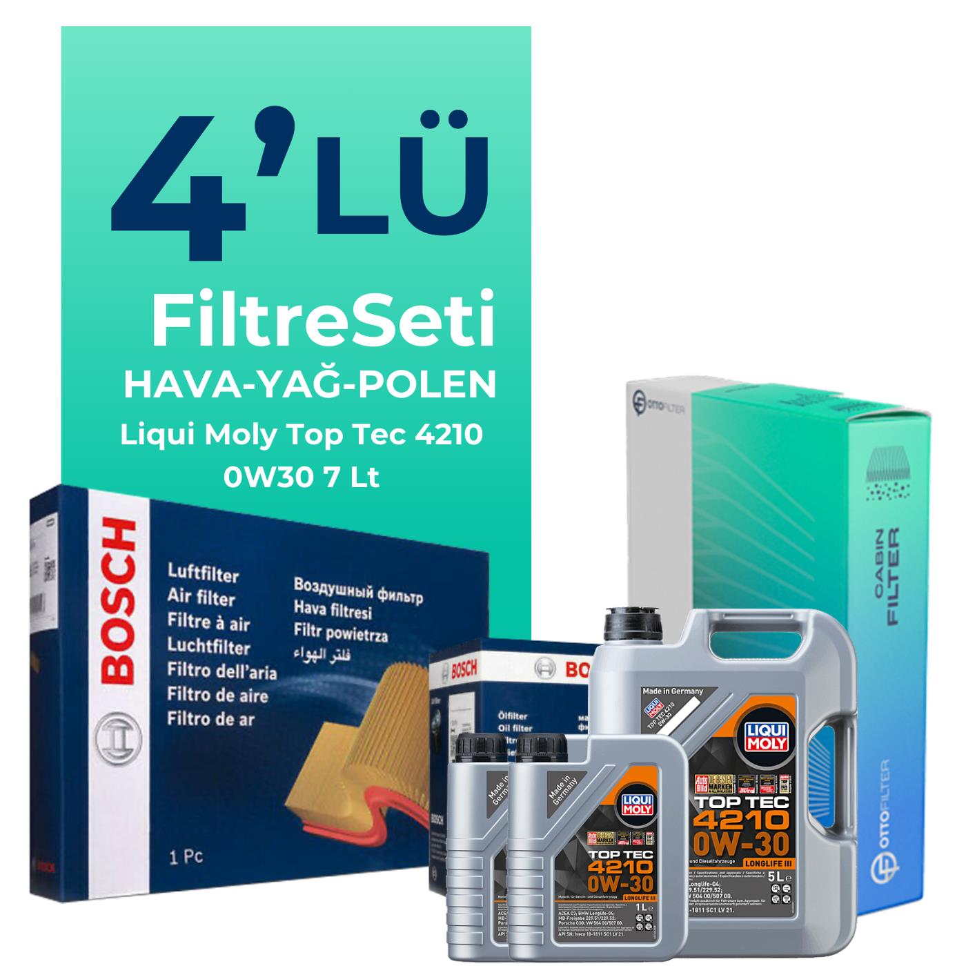 Bosch Mercedes GLC250 Benzin Filtre Bakım Seti Liqui Moly Motor Yağlı (2015-2019) 4 Lü