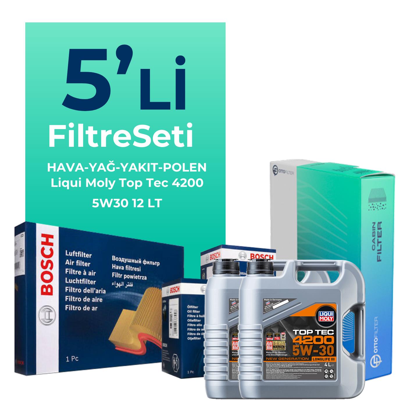 BOSCH Mercedes Sprinter 515 Dizel Filtre Bakım Seti Liqui Moly Motor Yağlı (2006-2012) 5 Li