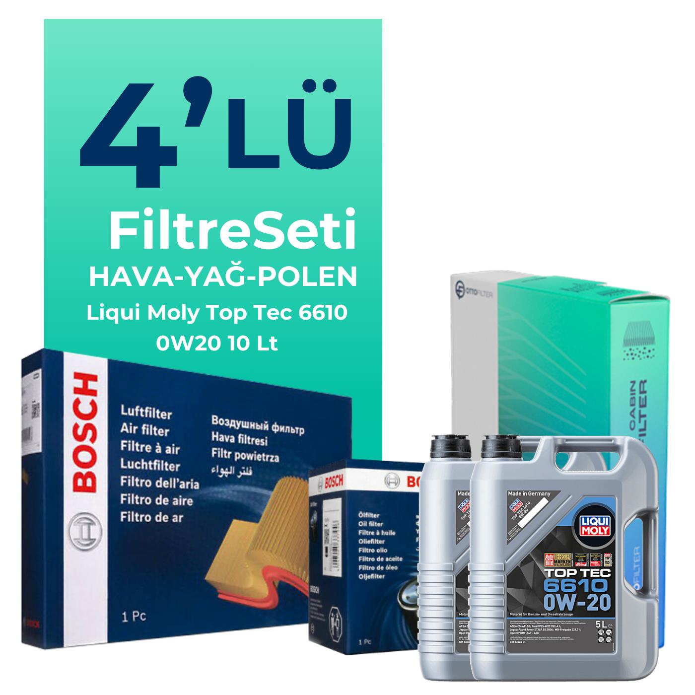 BOSCH Mercedes Vito 114 CDI 2.0 Dizel Filtre Bakım Seti Liqui Moly Motor Yağlı (2019-2024) 4 Lü