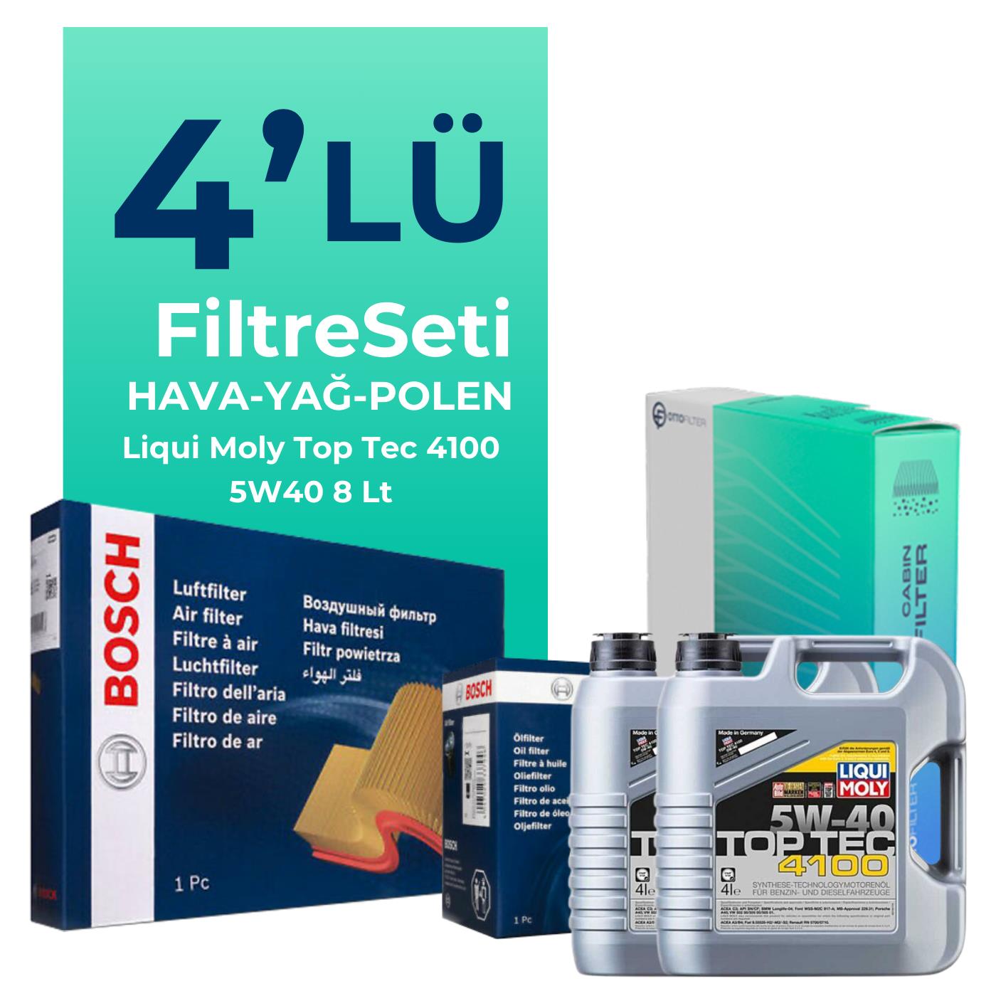 BOSCH Nissan Qashqai 2.0 Dizel Filtre Bakım Seti Liqui Moly Motor Yağlı (2007-2013) 4 Lü