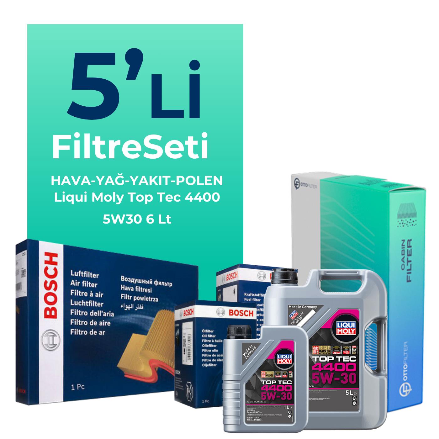 BOSCH Renault Megane 1.6 Dizel Filtre Bakım Seti Liqui Moly Motor Yağlı (2016-2018) 5 Li