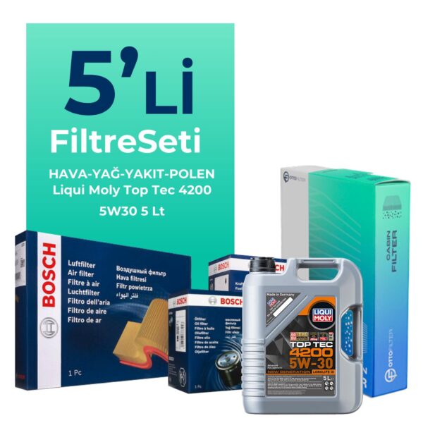 BOSCH Volkswagen Passat 1.6 Dizel Filtre Bakım Seti Liqui Moly Motor Yağlı (2015-2022) 5 Li