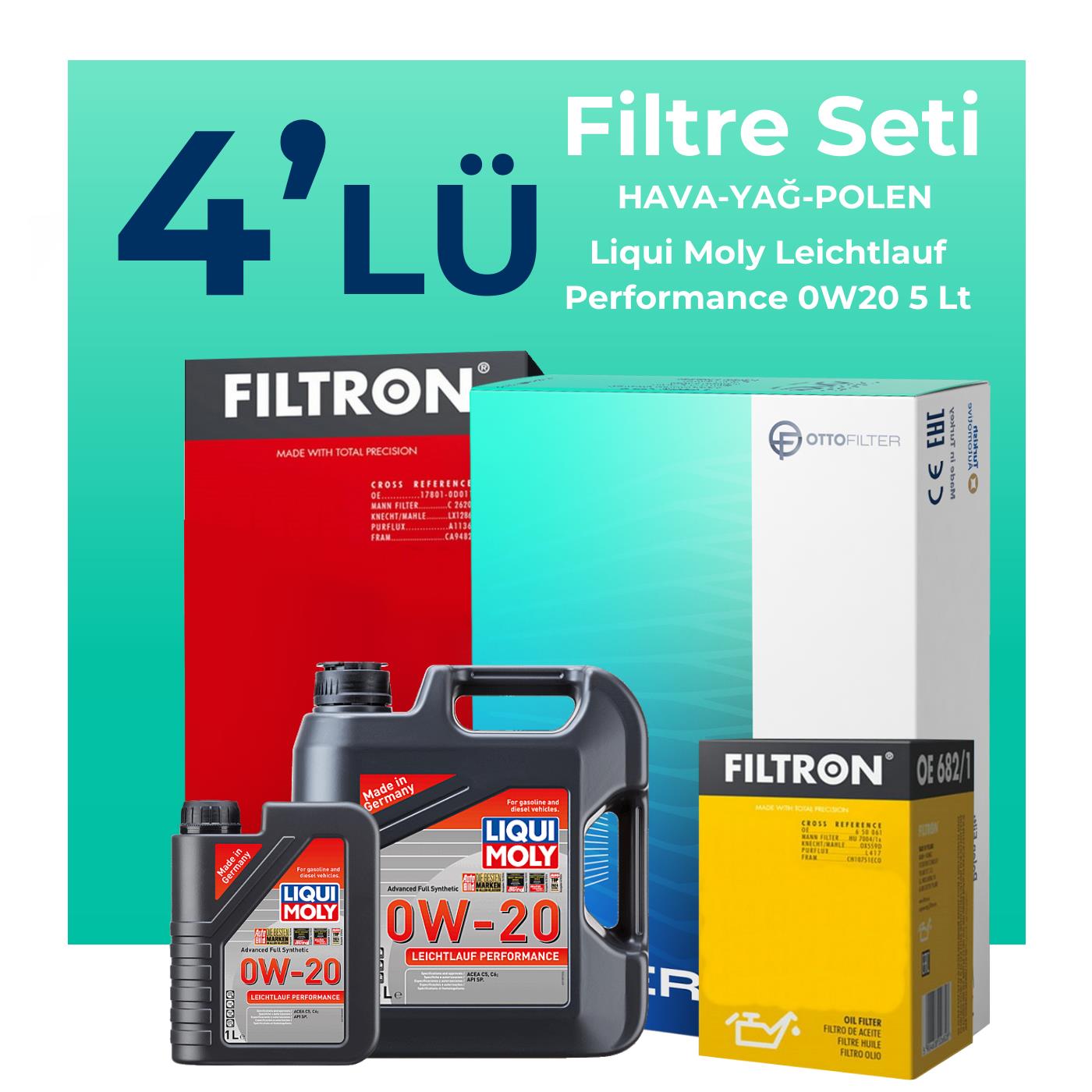 Filtron BMW 4.20 Benzinli Filtre Bakım Seti Liqui Moly Motor Yağlı (2020-2024) 4 Lü