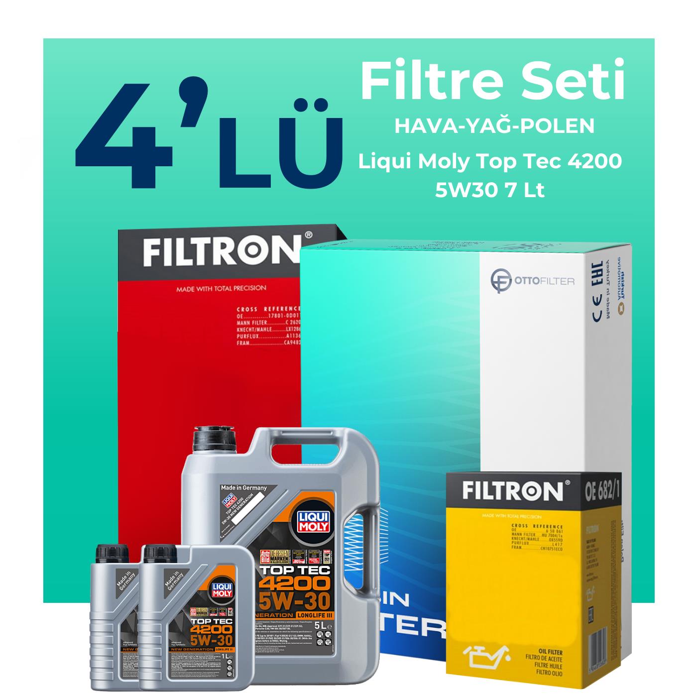 Filtron BMW X6 40 Dizel Filtre Bakım Seti Liqui Moly Motor Yağlı (2014-2019) 4 Lü