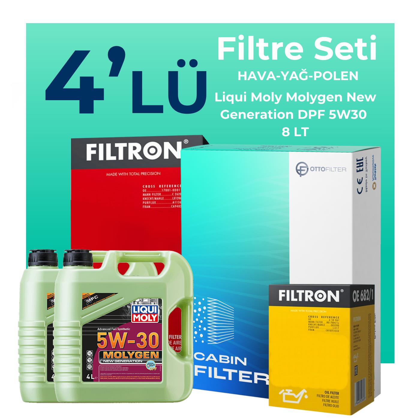 Filtron Dodge Nitro 2.8 Dizel Filtre Bakım Seti Liqui Moly Motor Yağlı (2007-2012) 4 Lü