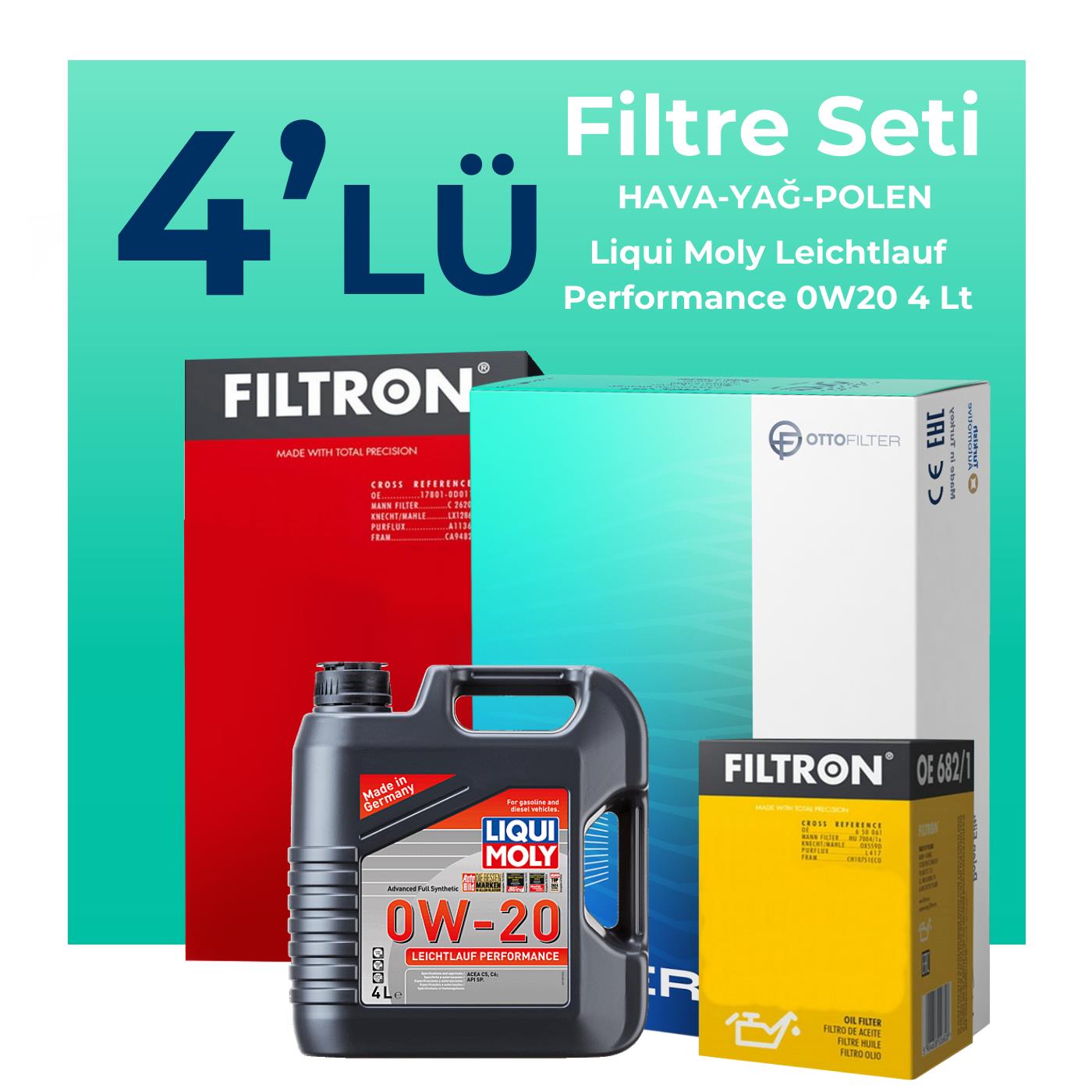 Filtron Fiat Egea 1.3 Dizel Filtre Bakım Seti Liqui Moly Motor Yağlı (2019-2023) 4 Lü